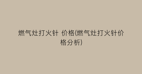 燃气灶打火针 价格(燃气灶打火针价格分析)
